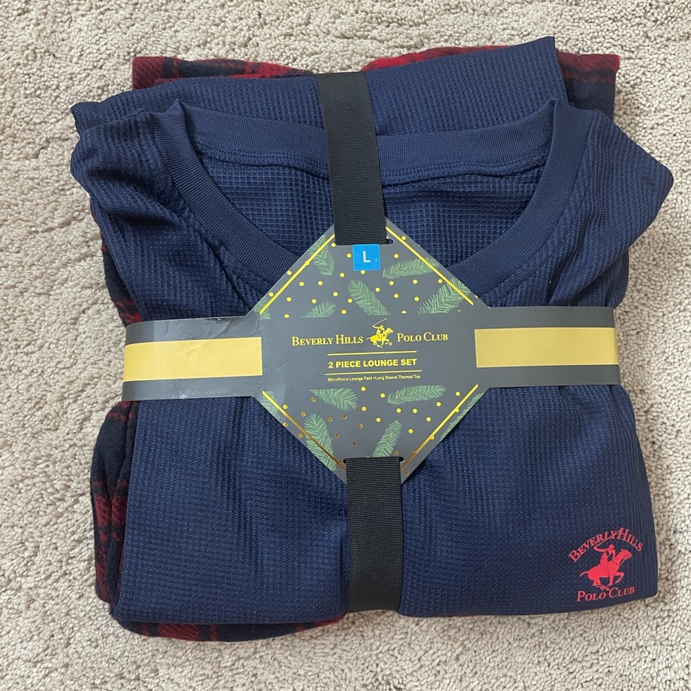 Men's Beverly Hills Polo Club Large Lounge Set Navy Blue/Red Size L